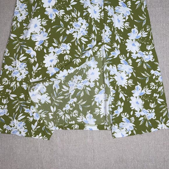 Monteau Los Angeles Chartreuse Green and White Floral Midi Dress - Medium - Picture 8 of 11